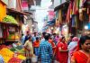 Colorful Indian market scene reflecting vibrant daily commerce.