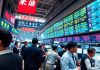 Traders on the floor of a Chinese stock exchange.