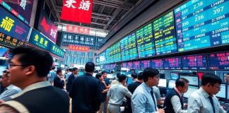 Traders on the floor of a Chinese stock exchange.