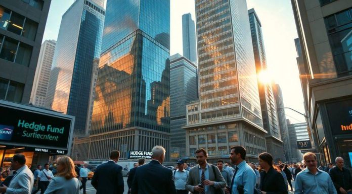 Financial district bustling with traders and investors.