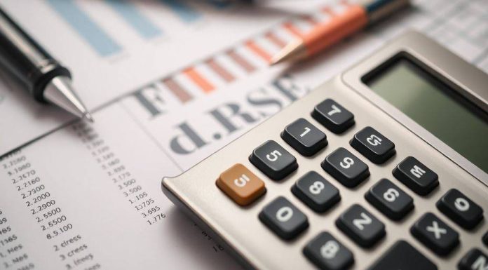 Calculator and documents illustrating financial planning objectives.